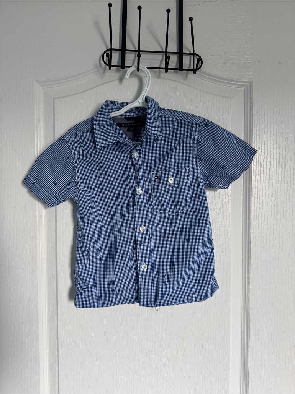 Tommy Hilfiger Blue Gingham Short-Sleeve Button-Down Shirt size 5